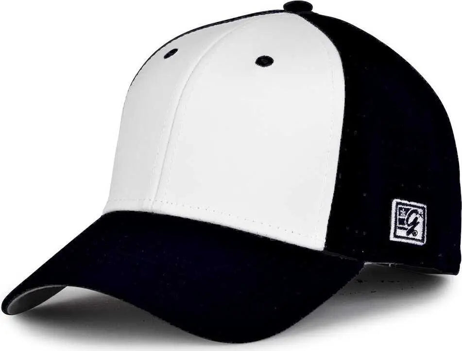 The Game GB904 Precurved Perforated Gamechanger Cap - White Black - White Black / 6 1/2’’ - 6 3/4’’