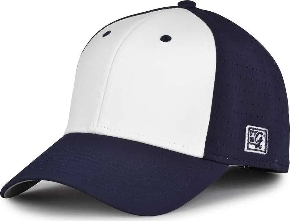 The Game GB904 Precurved Perforated Gamechanger Cap - White Navy - White Navy / 6 1/2’’ - 6 3/4’’