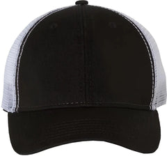 Valucap AH80 Bio-Washed Trucker Cap - Black White - Black White / One Size Fits Most