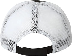 Valucap AH80 Bio-Washed Trucker Cap - Black White - Black White / One Size Fits Most