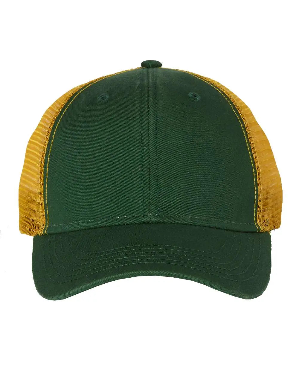 Valucap AH80 Bio-Washed Trucker Cap - Dark Green Gold - Forest Gold / One Size Fits Most