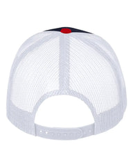 Valucap VC400 Mesh-Back Twill Trucker Cap - Navy White Red - Navy White Red / One Size Fits Most