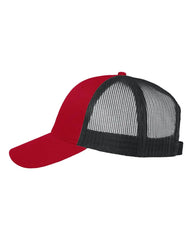Valucap VC400 Mesh-Back Twill Trucker Cap - Red Black - Red Black / One Size Fits Most
