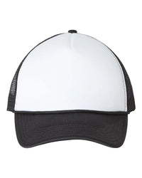 Valucap VC700 Foam Mesh-Back Trucker Cap - White Black - White Black / One Size Fits Most