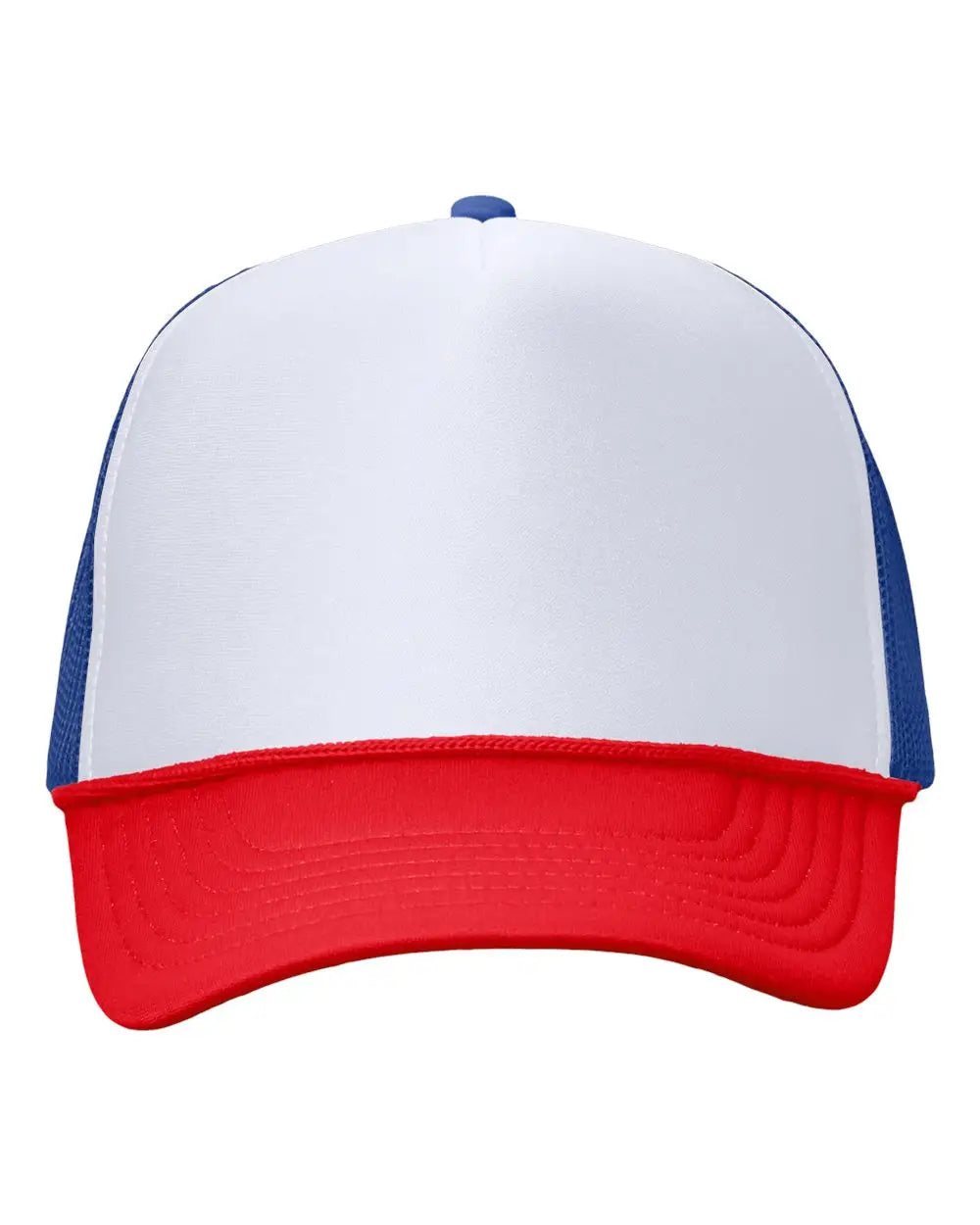 Valucap VC700 Foam Mesh-Back Trucker Cap - White Royal Red - White Royal Red / One Size Fits Most