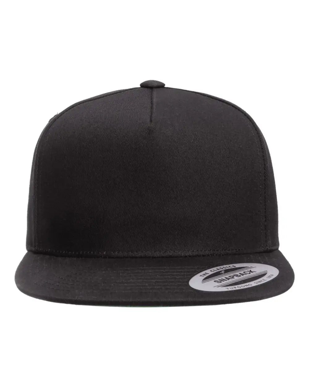 YP Classics 6007 Five-Panel Cotton Twill Snapback Cap - Black - Black / One Size Fits Most