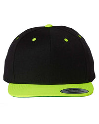 YP Classics 6089M Premium Flat Bill Snapback Cap - Black Neon Green - Black Neon Green / One Size Fits Most
