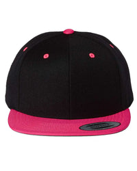YP Classics 6089M Premium Flat Bill Snapback Cap - Black Neon Pink - Black Neon Pink / One Size Fits Most