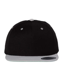 YP Classics 6089M Premium Flat Bill Snapback Cap - Black Silver - Black Silver / One Size Fits Most