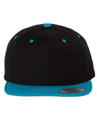 YP Classics 6089M Premium Flat Bill Snapback Cap - Black Teal - Black Teal / One Size Fits Most