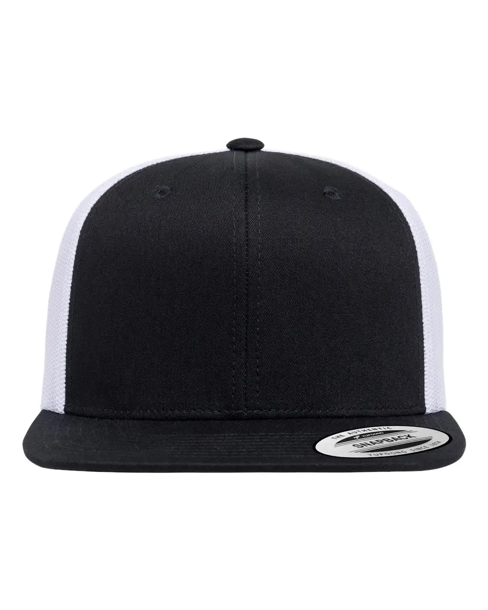 YP Classics 6609 Retro High Profile Trucker Cap - Black White - Black White / One Size Fits Most