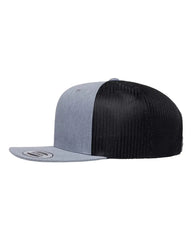 YP Classics 6609 Retro High Profile Trucker Cap - Heather Gray Black - Heather Gray Black / One Size Fits Most