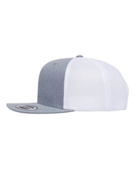 YP Classics 6609 Retro High Profile Trucker Cap - Heather Gray White - Heather Gray White / One Size Fits Most