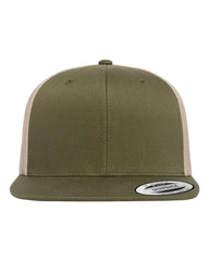 YP Classics 6609 Retro High Profile Trucker Cap - Moss Green Khaki - Moss Green Khaki / One Size Fits Most
