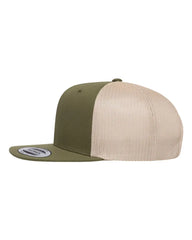 YP Classics 6609 Retro High Profile Trucker Cap - Moss Green Khaki - Moss Green Khaki / One Size Fits Most