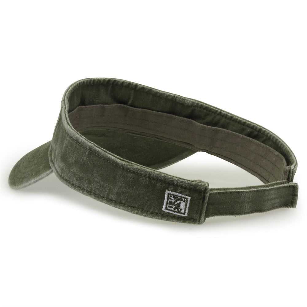 The Game GB466 Pigment Dyed Twill Visor - Light Olive - HIT a Double - 4