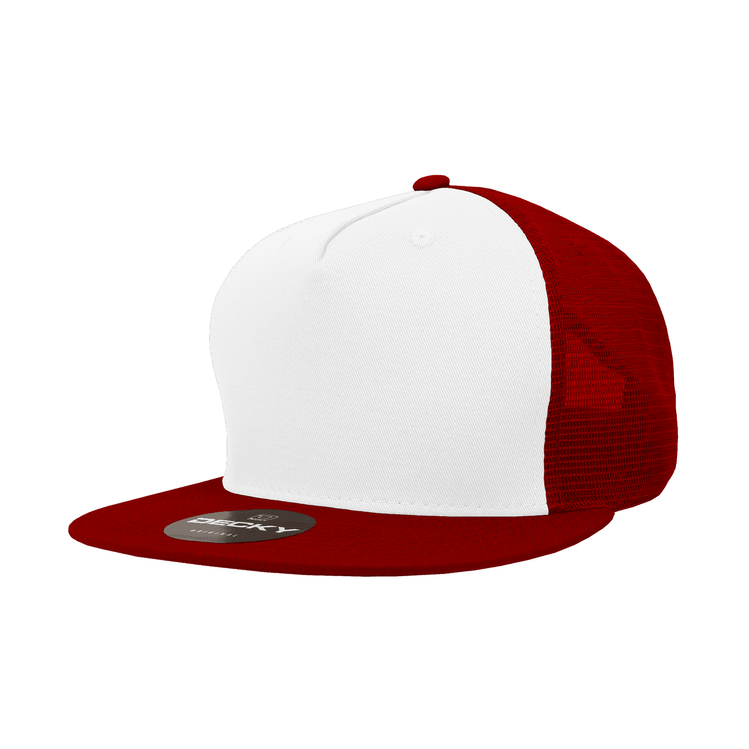Decky 1040 Classic 5 Panel Trucker Cap - White Cardinal - HIT a Double