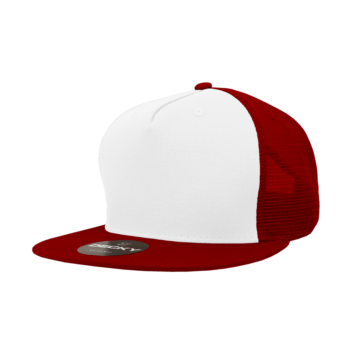 Decky 1040 Classic 5 Panel Trucker Cap - White Cardinal - HIT a Double