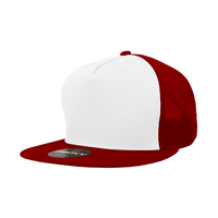 Decky 1040 Classic 5 Panel Trucker Cap - White Cardinal - HIT a Double