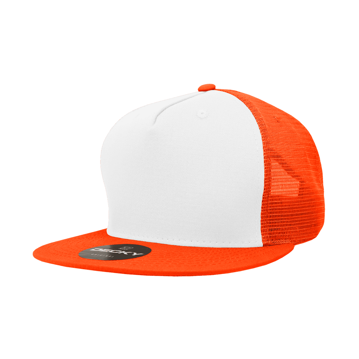 Decky 1040 Classic 5 Panel Trucker Cap - White Orange | HIT a Double