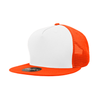 Decky 1040 Classic 5 Panel Trucker Cap - White Orange | HIT a Double