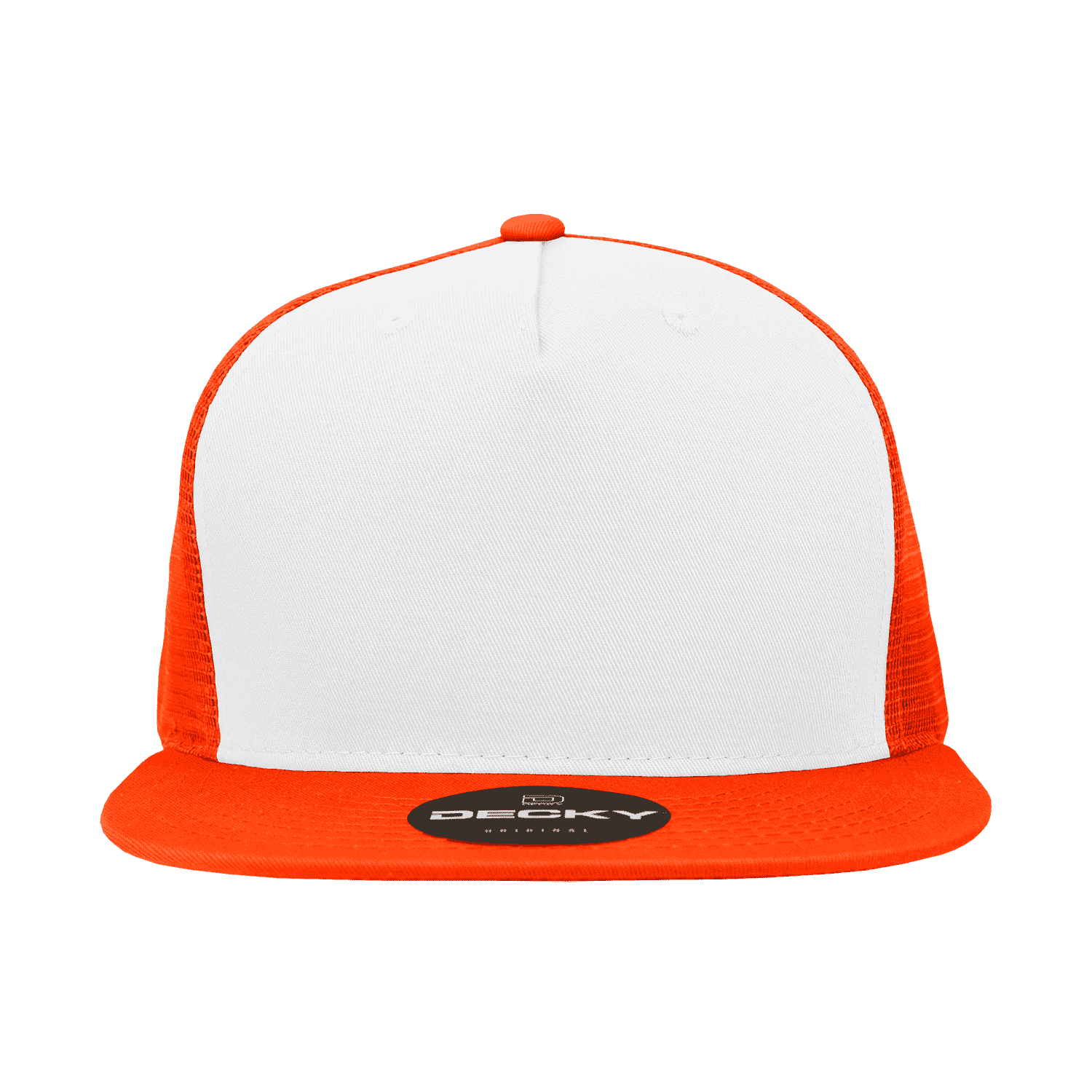 Decky 1040 Classic 5 Panel Trucker Cap - White Orange - HIT a Double - 2