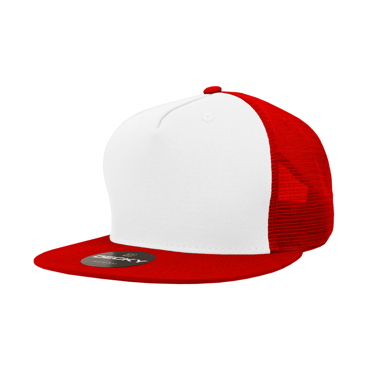 Decky 1040 Classic 5 Panel Trucker Cap - White Red - HIT a Double