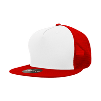 Decky 1040 Classic 5 Panel Trucker Cap - White Red - HIT a Double