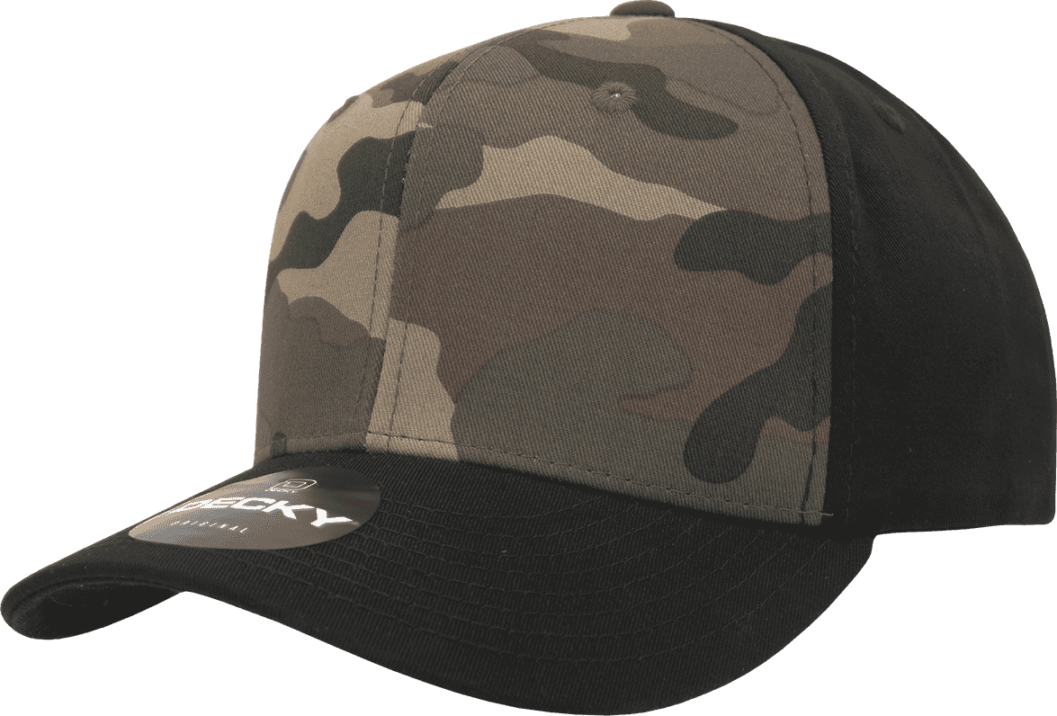 Decky 1048 Camo Curve Bill Baseball Cap - Black Woodland Camo | HIT a Double