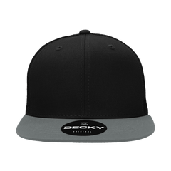 Decky 1052 6 Panel Flat Bill Trucker Cap - Black Dark Gray - HIT a Double - 2