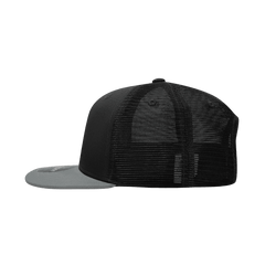Decky 1052 6 Panel Flat Bill Trucker Cap - Black Dark Gray - HIT a Double - 3