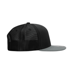 Decky 1052 6 Panel Flat Bill Trucker Cap - Black Dark Gray - HIT a Double - 4