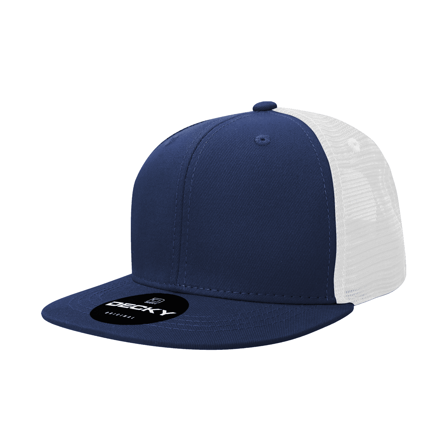 Decky 1052 6 Panel Flat Bill Trucker Cap - Navy White | HIT a Double