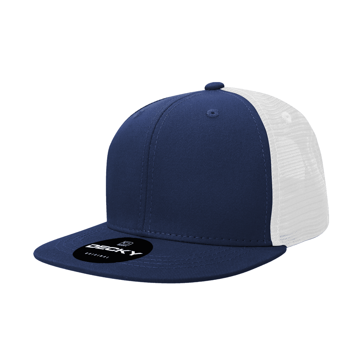 Decky 1052 6 Panel Flat Bill Trucker Cap - Navy White | HIT a Double