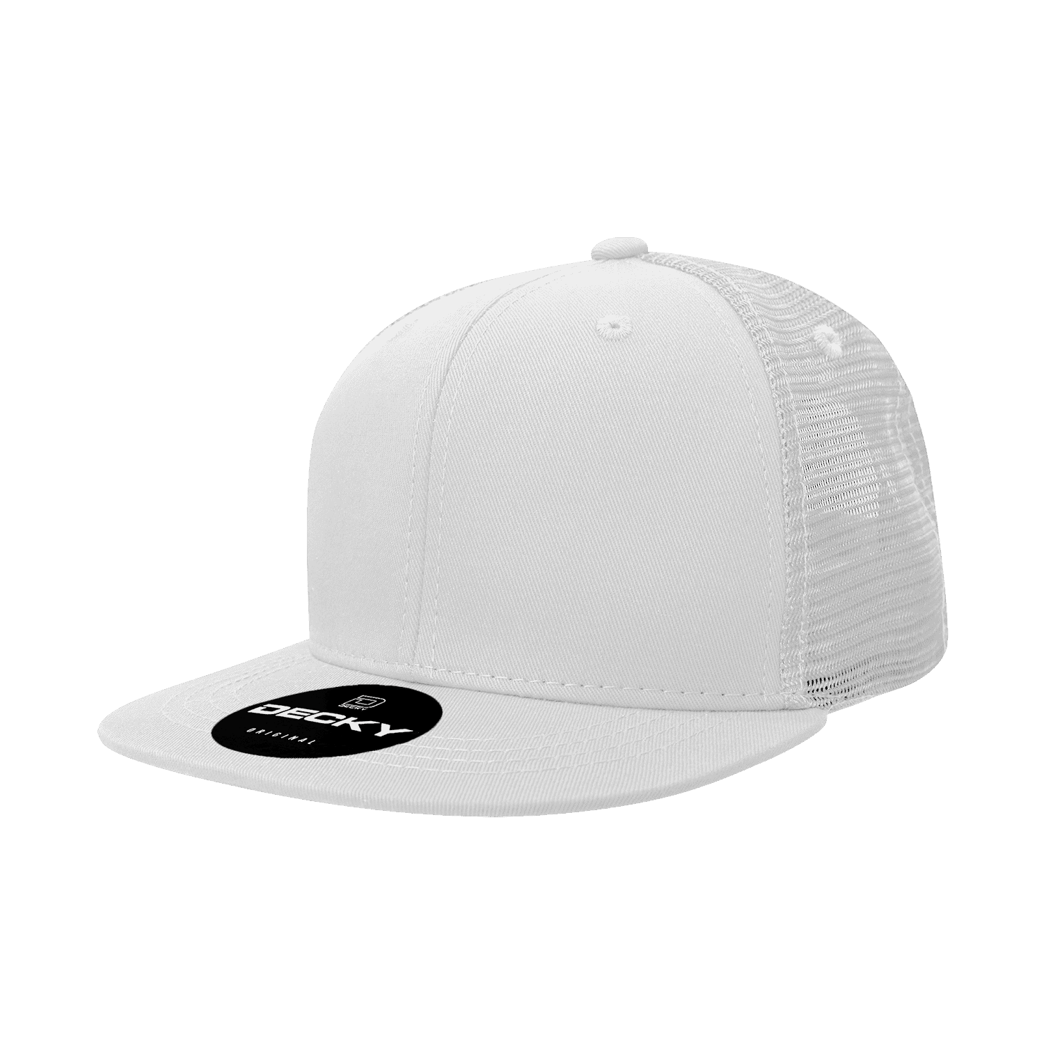 Decky 1052 6 Panel Flat Bill Trucker Cap - White | HIT a Double