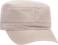 OTTO 109-791 Superior Garment Washed Cotton Twill Military Style Cap with Adjustable Hook and Loop - Khaki | HIT a Double