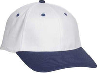 OTTO 11-018 Stretchable Deluxe Brushed Cotton Twill 6 Panel Low Profile Pro Style Cap - Navy White | HIT a Double