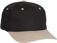 OTTO 11-018 Stretchable Deluxe Brushed Cotton Twill 6 Panel Low Profile Pro Style Cap - Khaki Black | HIT a Double