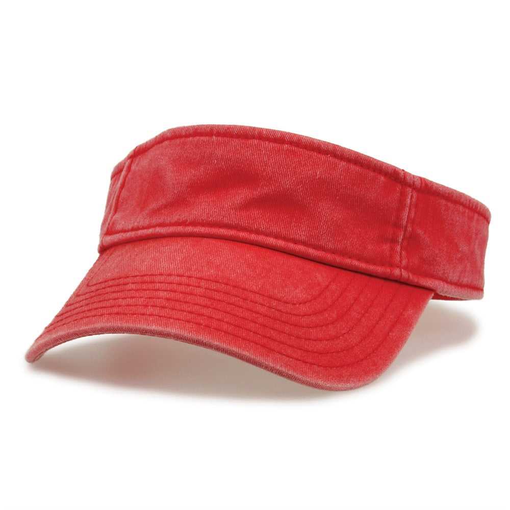 The Game GB466 Pigment Dyed Twill Visor - Red - HIT a Double - 3