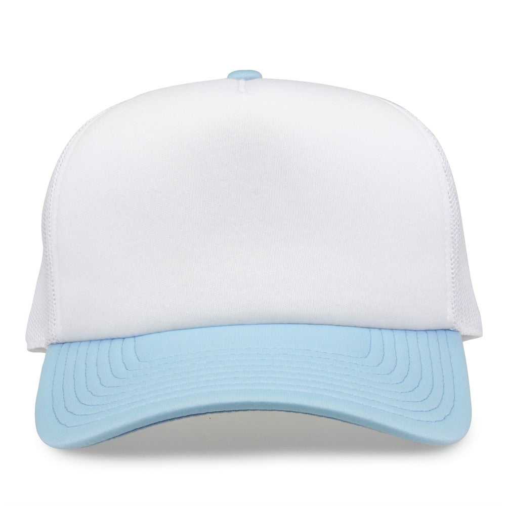 The Game GB473 Foam Front Trucker Cap - White Columbia Blue - HIT a Double - 4