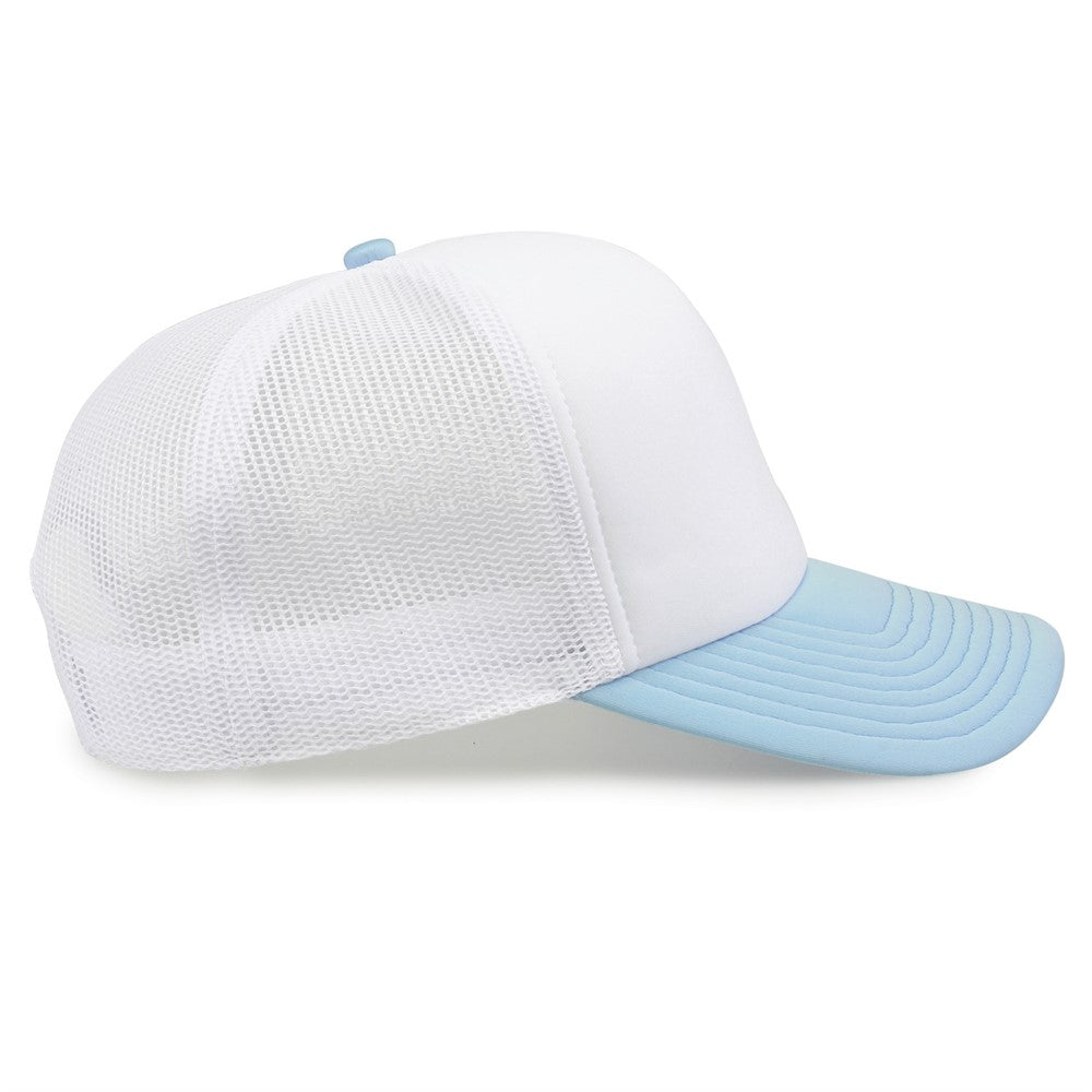 The Game GB473 Foam Front Trucker Cap - White Columbia Blue - HIT a Double - 9