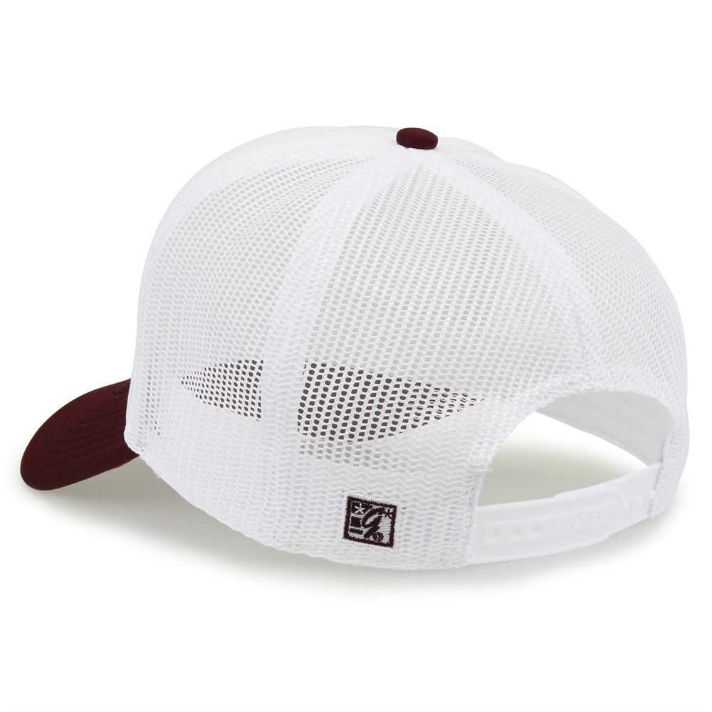 The Game GB473 Foam Front Trucker Cap - White Maroon - HIT a Double - 6