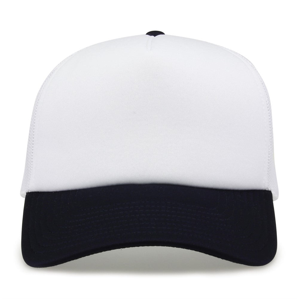 The Game GB473 Foam Front Trucker Cap - White Navy - HIT a Double - 4