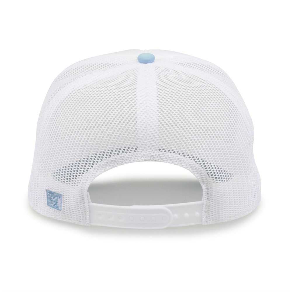 The Game GB473 Foam Front Trucker Cap - White Columbia Blue - HIT a Double - 7