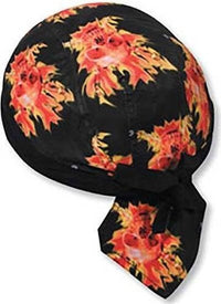 OTTO 98-595 Printed Design Cotton Poplin Biker Style Head Wraps with Fabric Adjustable Hook - Design Black 1303 | HIT a Double