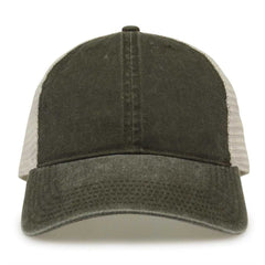 The Game GB460 Pigment Dyed Twill & Soft Trucker Cap - Army Green Sand | HIT a Double