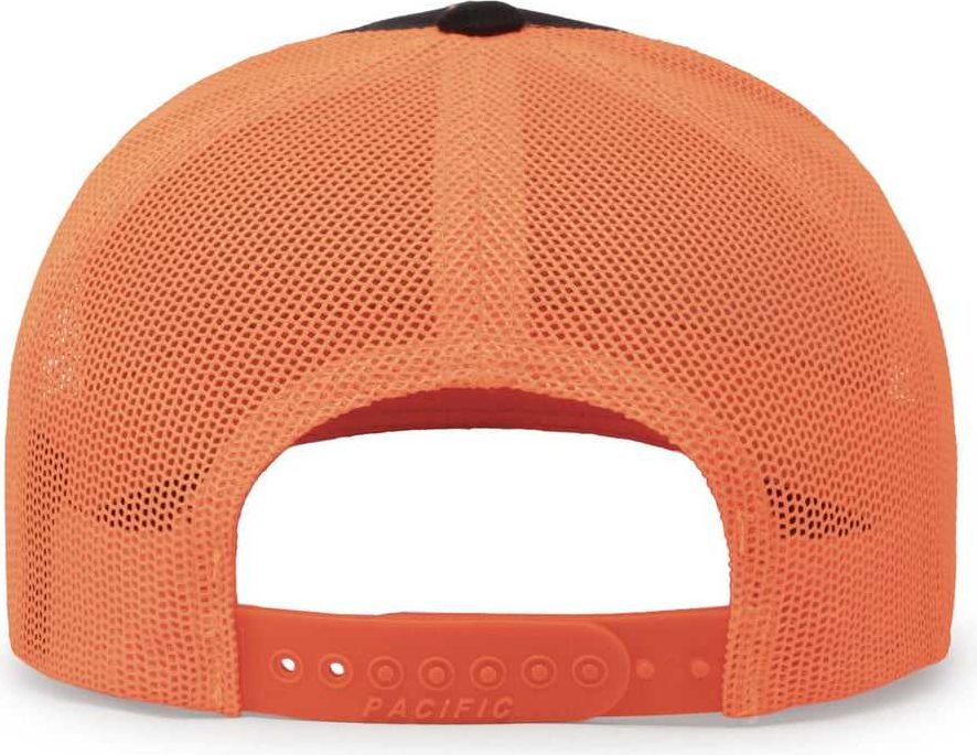 Pacific Headwear 104C Trucker Snapback Cap - Black Neon Orange | HIT a Double