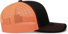 Pacific Headwear 104C Trucker Snapback Cap - Black Neon Orange | HIT a Double