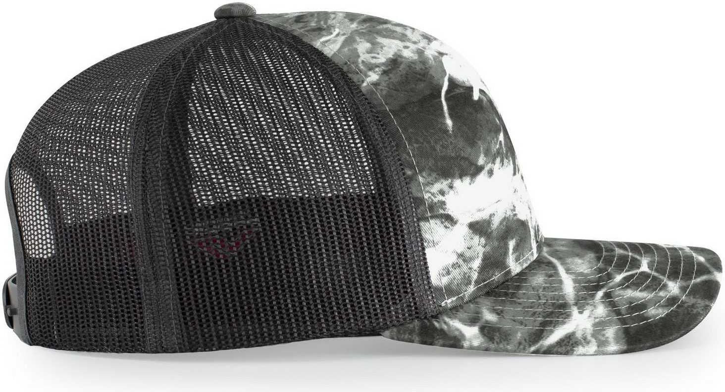 Pacific Headwear 107C Elements Agua Camo Trucker Snapback Cap - Elements Blacktip Lt Charcoal | HIT a Double