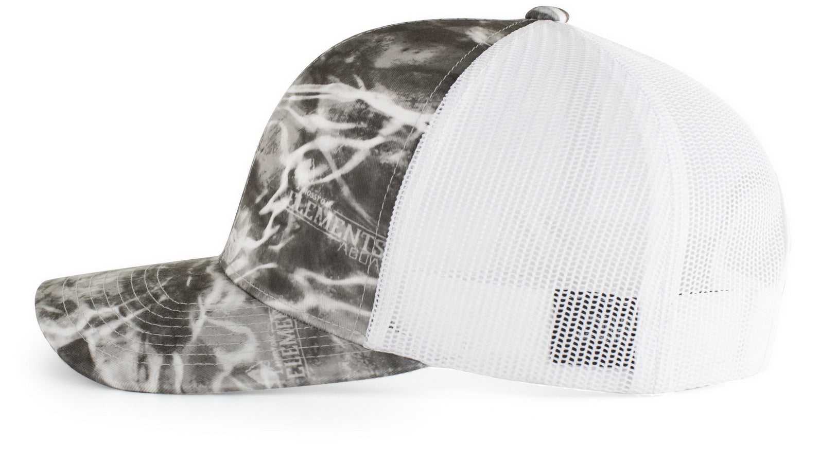 Pacific Headwear 107C Elements Agua Camo Trucker Snapback Cap - Elements Manta White | HIT a Double
